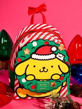 Loungefly Sanrio Pompompurin Christmas Wreath Light Up Mini Backpack
